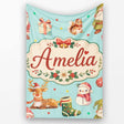 Christmas Gnome Reindeer Snowman Gift on Mint Polka Dot Background  Personalised Custom Name Super Soft Fleece Blanket Bed Sofa Throw