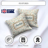 Custom Name Pastel Christmas Trees Scandinavian Neutral Seamless Square Filled Cushion Throw Pillow Sofa Bed Home Decor Zip Washable UK Made