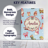 Personalised Name Christmas Gnome Reindeer Custom  Unique Gift Idea Elegant Feature Canvas Wall Art Print Decor Picture Ready to Hang
