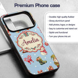 Christmas Gnome Reindeer Snowman Gift on Blue Custom Name Protective Phone Case Mobile Cover Durable Everyday Smartphone Shock Resistant