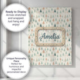 Personalised Name Pastel Christmas Trees Scandinavian Neutral Custom Contemporary Display Canvas Wall Art Print Decor Picture Ready to Hang