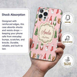 Christmas Gnome Reindeer Snowman Gift on Pink Custom Name Protective Phone Case Mobile Cover Durable Everyday Smartphone Shock Resistant