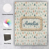 Personalised Name Pastel Christmas Trees Scandinavian Neutral Custom Contemporary Display Canvas Wall Art Print Decor Picture Ready to Hang