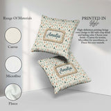 Custom Name Pastel Christmas Trees Scandinavian Neutral Seamless Square Filled Cushion Throw Pillow Sofa Bed Home Decor Zip Washable UK Made