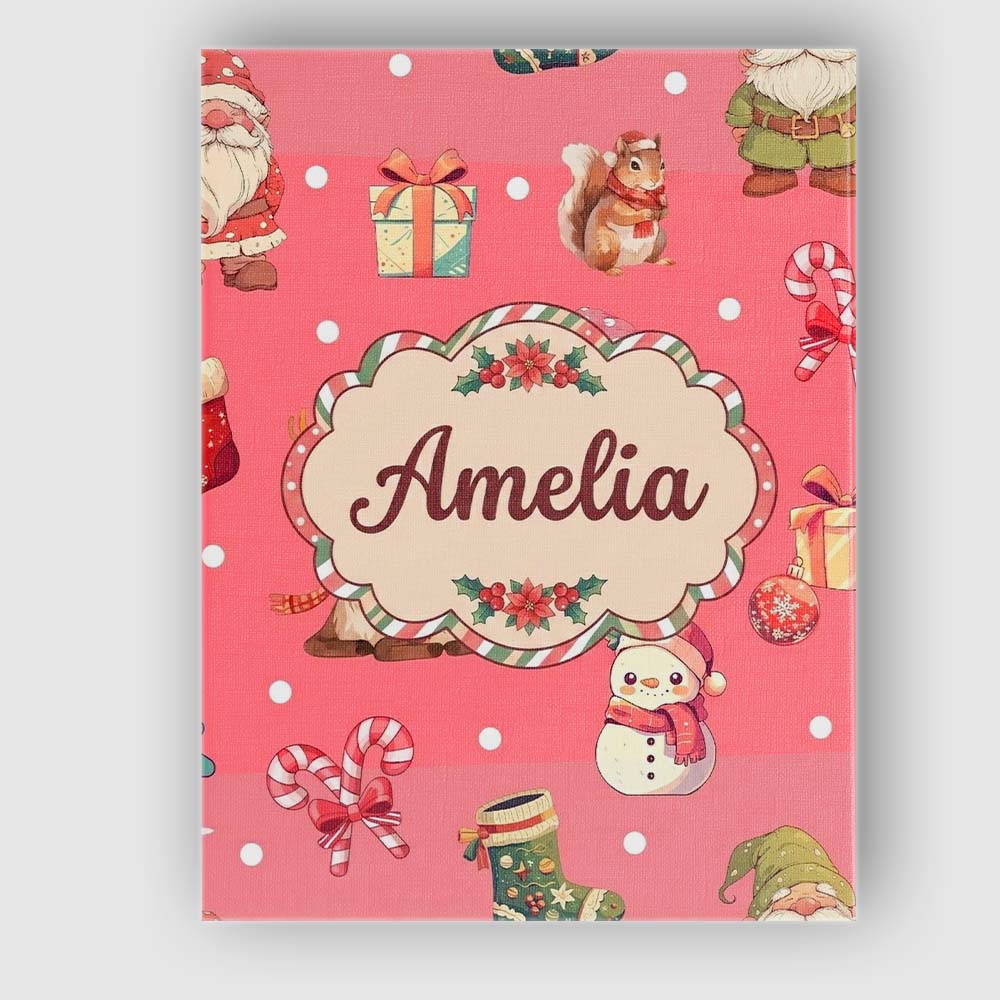 Personalised Name Christmas Gnome Reindeer Custom  Unique Gift Idea Elegant Feature Canvas Wall Art Print Decor Picture Ready to Hang