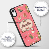 Christmas Gnome Reindeer Snowman Gift on Red Snow Custom Name Protective Phone Case Mobile Cover Durable Everyday Smartphone Shock Resistant