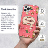 Christmas Gnome Reindeer Snowman Gift on Red Snow Custom Name Protective Phone Case Mobile Cover Durable Everyday Smartphone Shock Resistant