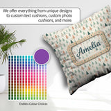Custom Name Pastel Christmas Trees Scandinavian Neutral Seamless Square Filled Cushion Throw Pillow Sofa Bed Home Decor Zip Washable UK Made