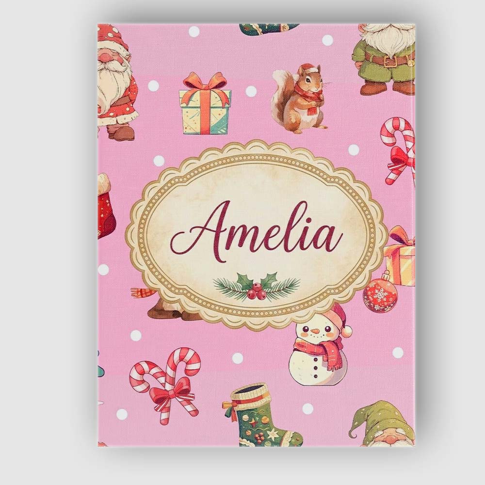 Personalised Name Christmas Gnome Reindeer Custom  Unique Gift Idea Elegant Feature Canvas Wall Art Print Decor Picture Ready to Hang