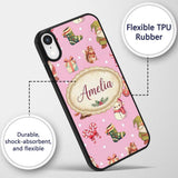 Christmas Gnome Reindeer Snowman Gift on Pink Custom Name Protective Phone Case Mobile Cover Durable Everyday Smartphone Shock Resistant