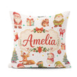 Custom Name Gnome Reindeer Snowman on White Polka Dot Background Square Filled Cushion Throw Pillow Sofa Bed Home Decor Zip Washable UK Made