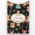 Christmas Reindeer Squirrel Gift Festive Elements on Black  Personalised Custom Name Super Soft Fleece Blanket Bed Sofa Throw