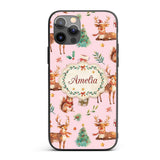 Christmas Reindeer Squirrel Gift Festive Elements Custom Name Protective Phone Case Mobile Cover Durable Everyday Smartphone Shock Resistant