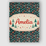 Personalised Name Dark Background Christmas Trees Festive Seamless Custom  Unique Canvas Wall Art Print Decor Picture Ready to Hang