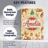 Personalised Name Christmas Reindeer Custom Premium Decorative Design Modern Room Accent Canvas Wall Art Print Decor Picture Ready to Hang