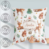 Custom Name Christmas Reindeer Squirrel Festive White Background Square Filled Cushion Throw Pillow Sofa Bed Home Decor Zip Washable UK Made