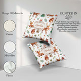 Custom Name Christmas Reindeer Squirrel Festive White Background Square Filled Cushion Throw Pillow Sofa Bed Home Decor Zip Washable UK Made