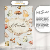 Vintage Butterfly Bees Mushrooms Illustration Light Beige  Personalised Custom Name Super Soft Fleece Blanket Bed Sofa Throw