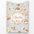 Vintage Butterfly Bees Mushrooms Illustration Soft Grey Background  Personalised Custom Name Super Soft Fleece Blanket Bed Sofa Throw