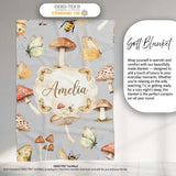 Vintage Butterfly Bees Mushrooms Illustration Soft Grey Background  Personalised Custom Name Super Soft Fleece Blanket Bed Sofa Throw