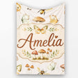 Vintage Butterfly Bees Mushrooms Illustration Warm Cream Background  Personalised Custom Name Super Soft Fleece Blanket Bed Sofa Throw