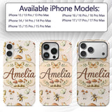Vintage Butterfly Bees Mushrooms Illustration Custom Name Protective Phone Case Mobile Cover Durable Everyday Smartphone Shock Resistant