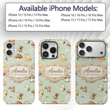 Vintage Butterfly Bees Mushrooms Illustration Custom Name Protective Phone Case Mobile Cover Durable Everyday Smartphone Shock Resistant