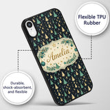 Elegant Gold Green Christmas Trees Night Seamless Custom Name Protective Phone Case Mobile Cover Durable Everyday Smartphone Shock Resistant