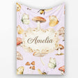 Vintage Butterfly Bees Mushrooms Illustration Soft Lilac Background  Personalised Custom Name Super Soft Fleece Blanket Bed Sofa Throw