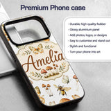 Vintage Butterfly Bees Mushrooms Illustration Custom Name Protective Phone Case Mobile Cover Durable Everyday Smartphone Shock Resistant