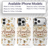 Vintage Butterfly Bees Mushrooms Illustration Custom Name Protective Phone Case Mobile Cover Durable Everyday Smartphone Shock Resistant
