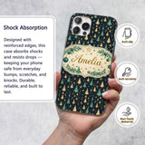 Elegant Gold Green Christmas Trees Night Seamless Custom Name Protective Phone Case Mobile Cover Durable Everyday Smartphone Shock Resistant