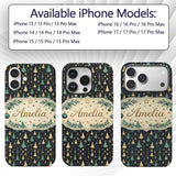 Elegant Gold Green Christmas Trees Night Seamless Custom Name Protective Phone Case Mobile Cover Durable Everyday Smartphone Shock Resistant