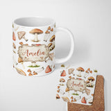 Personalized Custom Name Watercolor Forest Mountains Pine Trees Scenic Landscape Seamless 11oz Ceramic Coffee Tea Mug White Large Handle