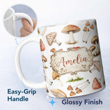 Personalized Custom Name Watercolor Forest Mountains Pine Trees Scenic Landscape Seamless 11oz Ceramic Coffee Tea Mug White Large Handle