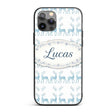 Blue Glitter Reindeer Christmas White Background Custom Name Protective Phone Case Mobile Cover Durable Everyday Smartphone Shock Resistant