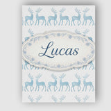 Personalised Name Blue Glitter Reindeer Christmas White Background Custom  Unique Canvas Wall Art Print Decor Picture Ready to Hang