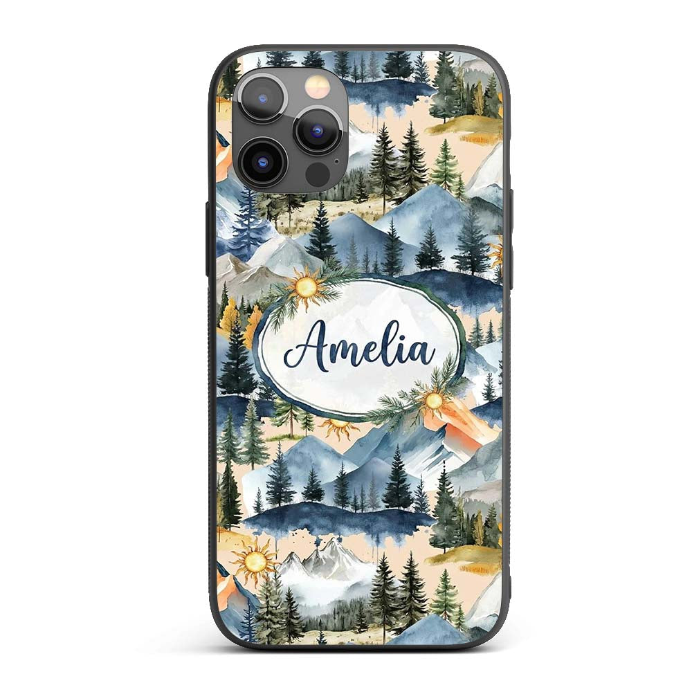 Abstract Geometric Curved Shapes Printed Design Custom Name Protective Phone Case Mobile Cover Durable Everyday Smartphone Shock Resistant