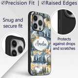 Abstract Geometric Curved Shapes Printed Design Custom Name Protective Phone Case Mobile Cover Durable Everyday Smartphone Shock Resistant