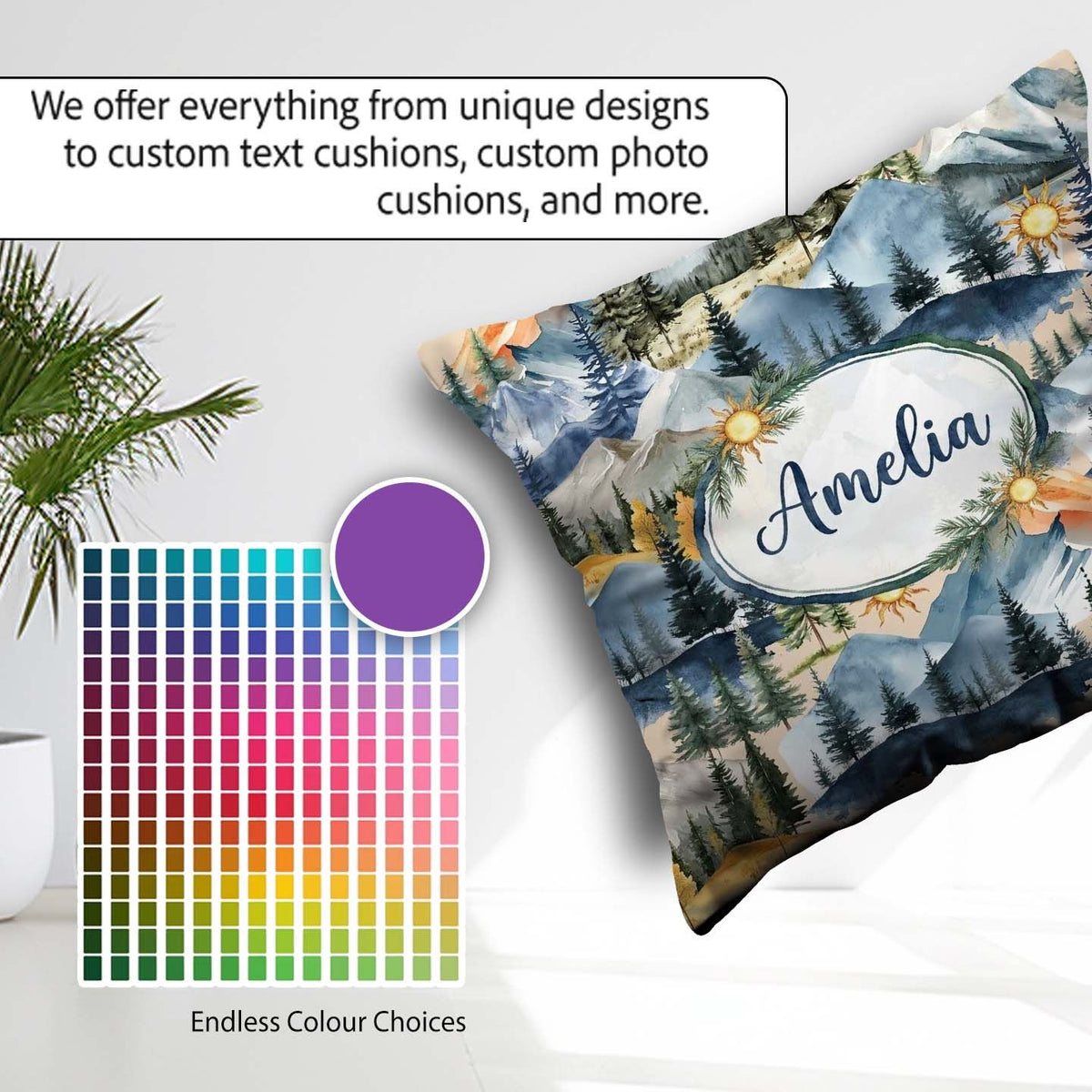 Custom Name Abstract Geometric Curved Shapes Warm Color Seamless Square Filled Cushion Throw Pillow Sofa Bed Home Decor Zip Washable UK Made