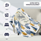 Abstract Geometric Curved Shapes Bold Color Layers Seamless Pattern  Personalised Custom Name Super Soft Fleece Blanket Bed Sofa Throw