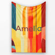 Abstract Geometric Curved Shape Vibrant Color Composition Seamless  Personalised Custom Name Super Soft Fleece Blanket Bed Sofa Throw