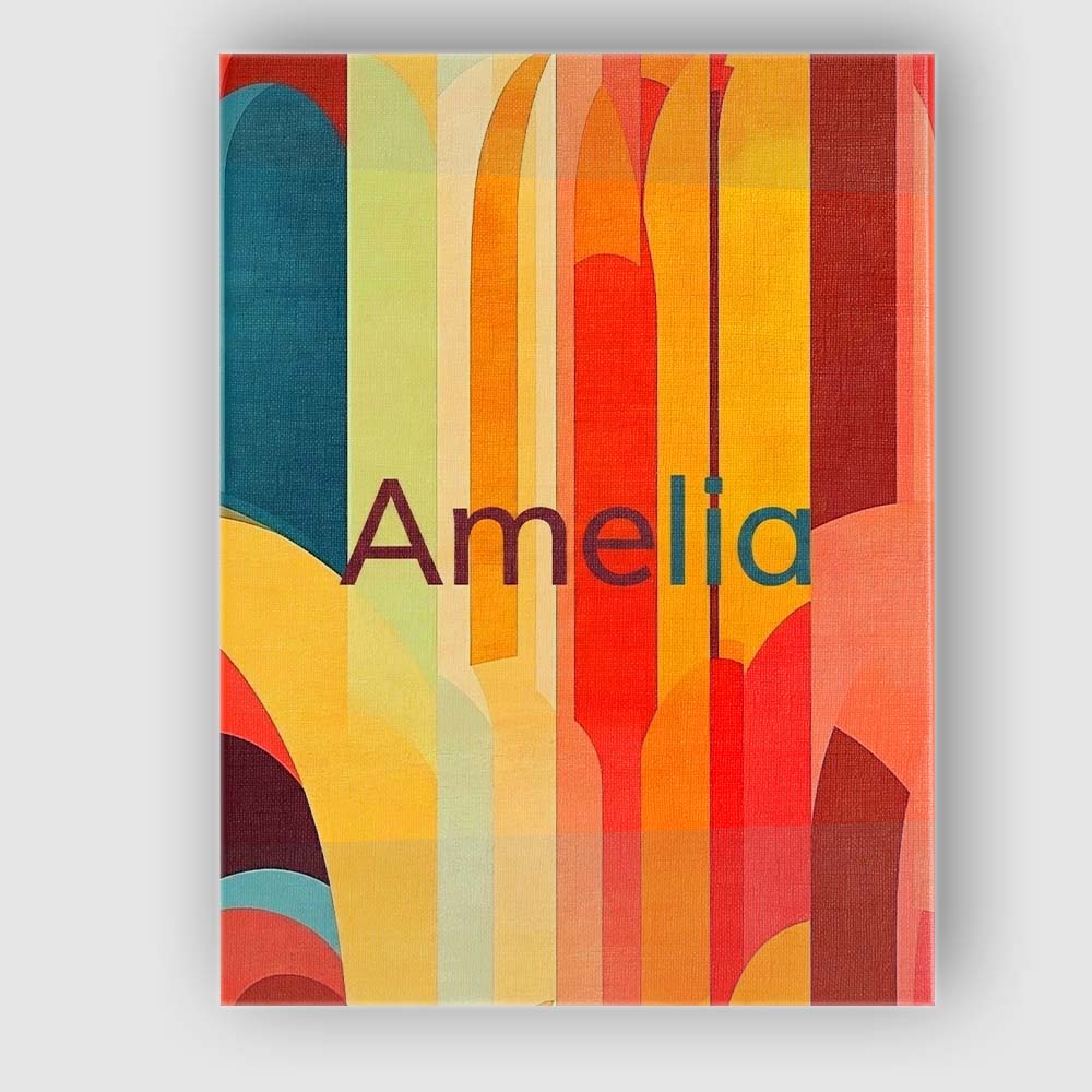 Personalised Name Abstract Geometric Curved Custom  Bespoke Interior Contemporary Canvas Wall Art Print Decor Picture Ready to Hang