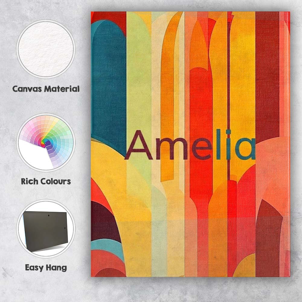 Personalised Name Abstract Geometric Curved Custom  Bespoke Interior Contemporary Canvas Wall Art Print Decor Picture Ready to Hang