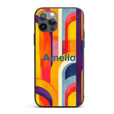 Abstract Geometric Curved Shapes Colorful Modern Custom Name Protective Phone Case Mobile Cover Durable Everyday Smartphone Shock Resistant