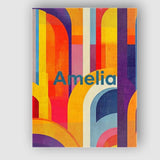 Personalised Name Abstract Geometric Curved Custom  Bespoke Interior Contemporary Canvas Wall Art Print Decor Picture Ready to Hang