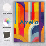 Personalised Name Abstract Geometric Curved Custom  Bespoke Interior Contemporary Canvas Wall Art Print Decor Picture Ready to Hang