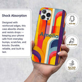Abstract Geometric Curved Shapes Colorful Modern Custom Name Protective Phone Case Mobile Cover Durable Everyday Smartphone Shock Resistant