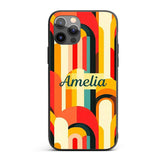 Abstract Curved Shapes Warm Sunset Color Layers Custom Name Protective Phone Case Mobile Cover Durable Everyday Smartphone Shock Resistant