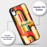 Abstract Curved Shapes Warm Sunset Color Layers Custom Name Protective Phone Case Mobile Cover Durable Everyday Smartphone Shock Resistant